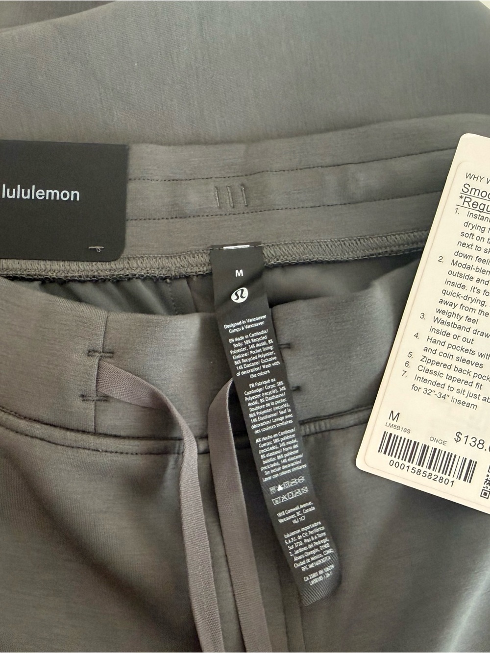 lululemon athletica Men's Charcoal Drawstring Joggers